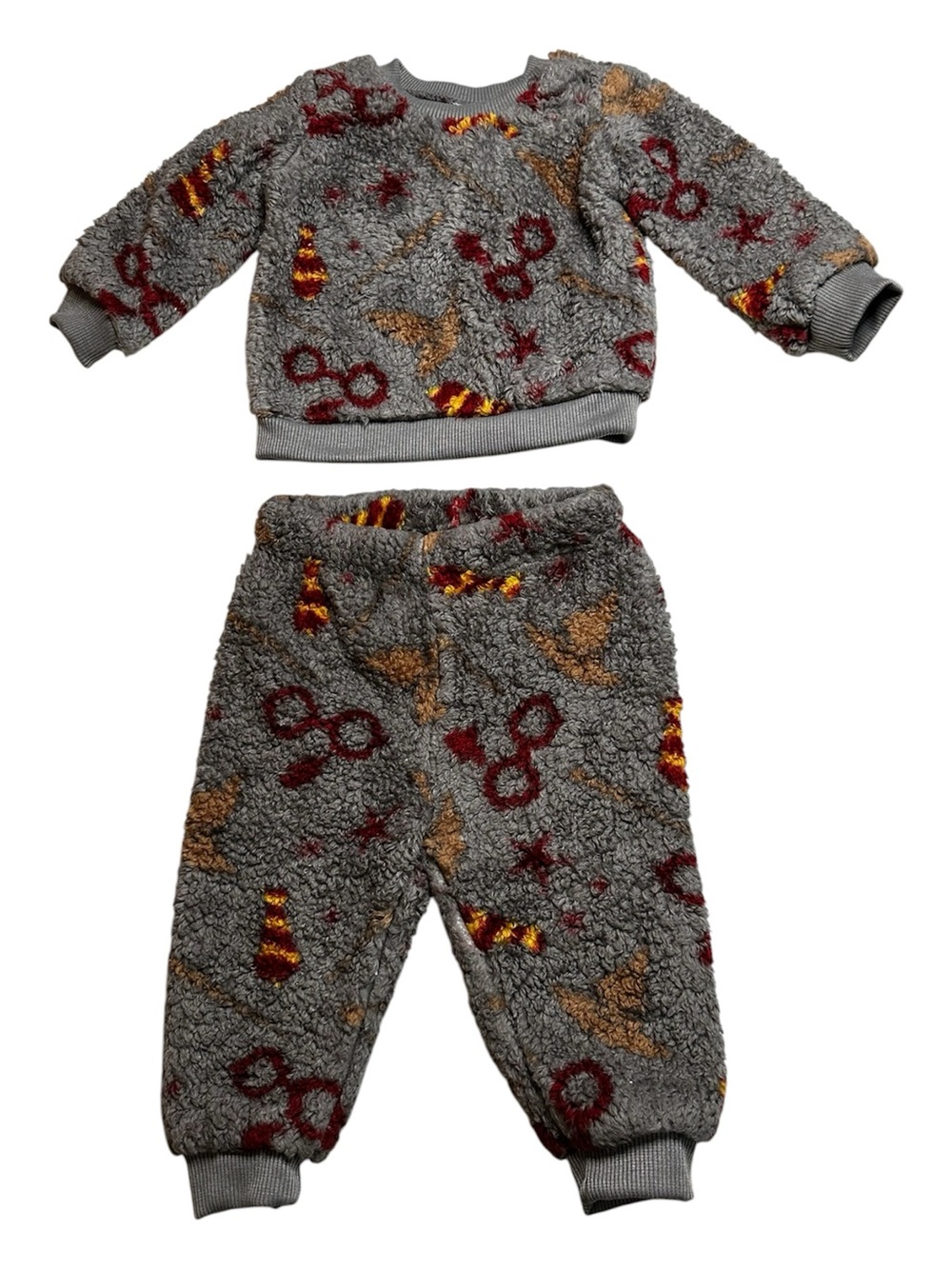 Harry Potter Baby 6-9M Sherpa Fleece Lounge Set Gray Wizarding World
